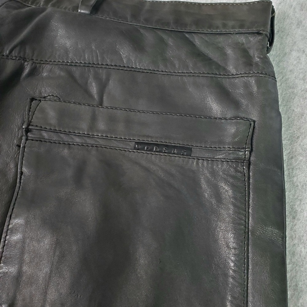 Vintage Versus Gianni Versace Leather Pants Fits 32x29 (Tag Sz 34) Black Italy - Picture 7 of 16